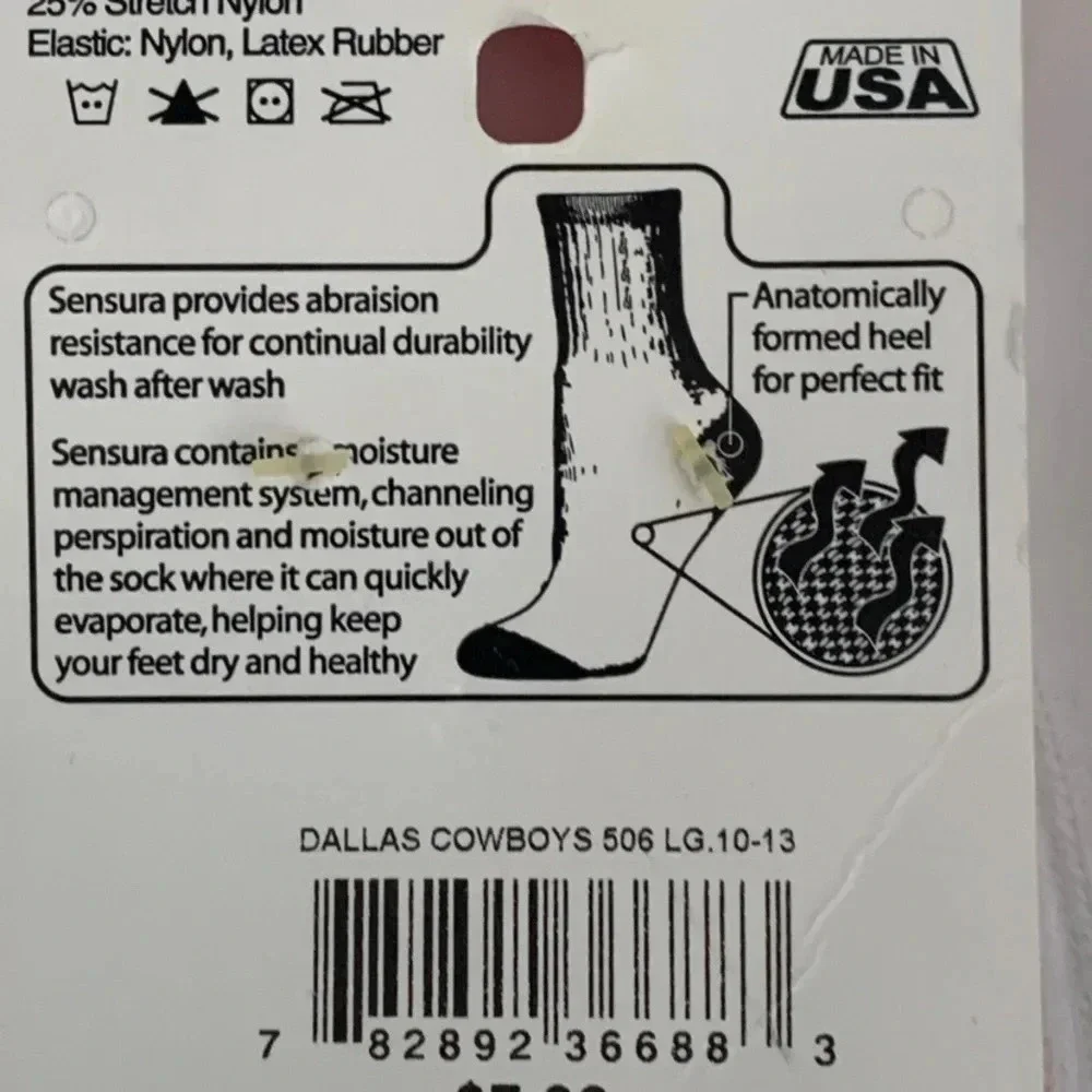 2 Pairs VINTAGE Dallas Cowboys Football NFL TUBE SOCKS FITS 10-13 USA NEW! - Picture 3 of 5